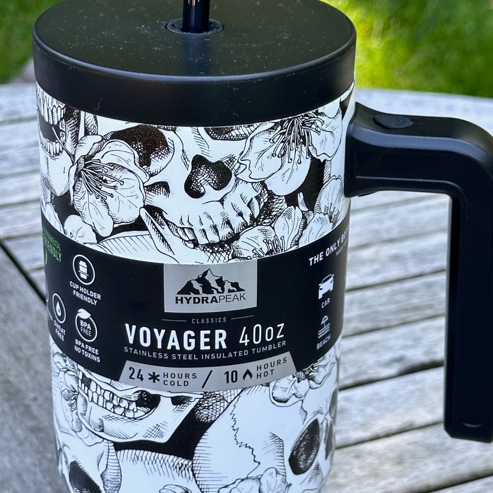 Hydrapeak Voyager 40oz Tumbler Skull Floral Stainless Steel Insulated Travel Mug - Picture 2 of 11